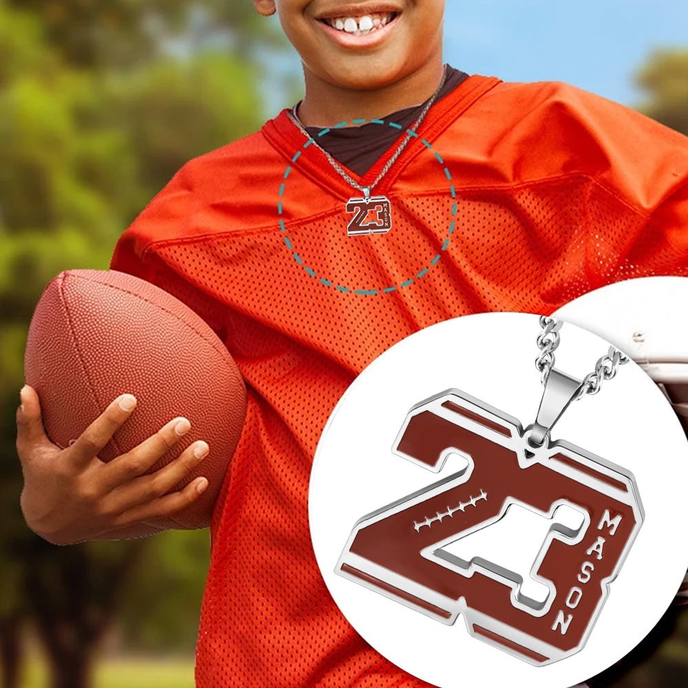 Personalized  Number Football Necklace