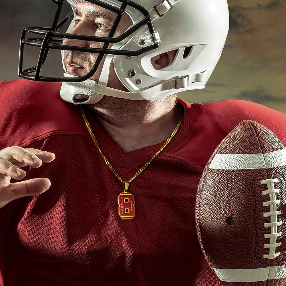 Personalized  Number Football Necklace