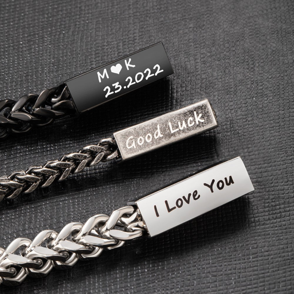 Custom Cuban Link Nameplate Bracelet – Stainless Steel for Men