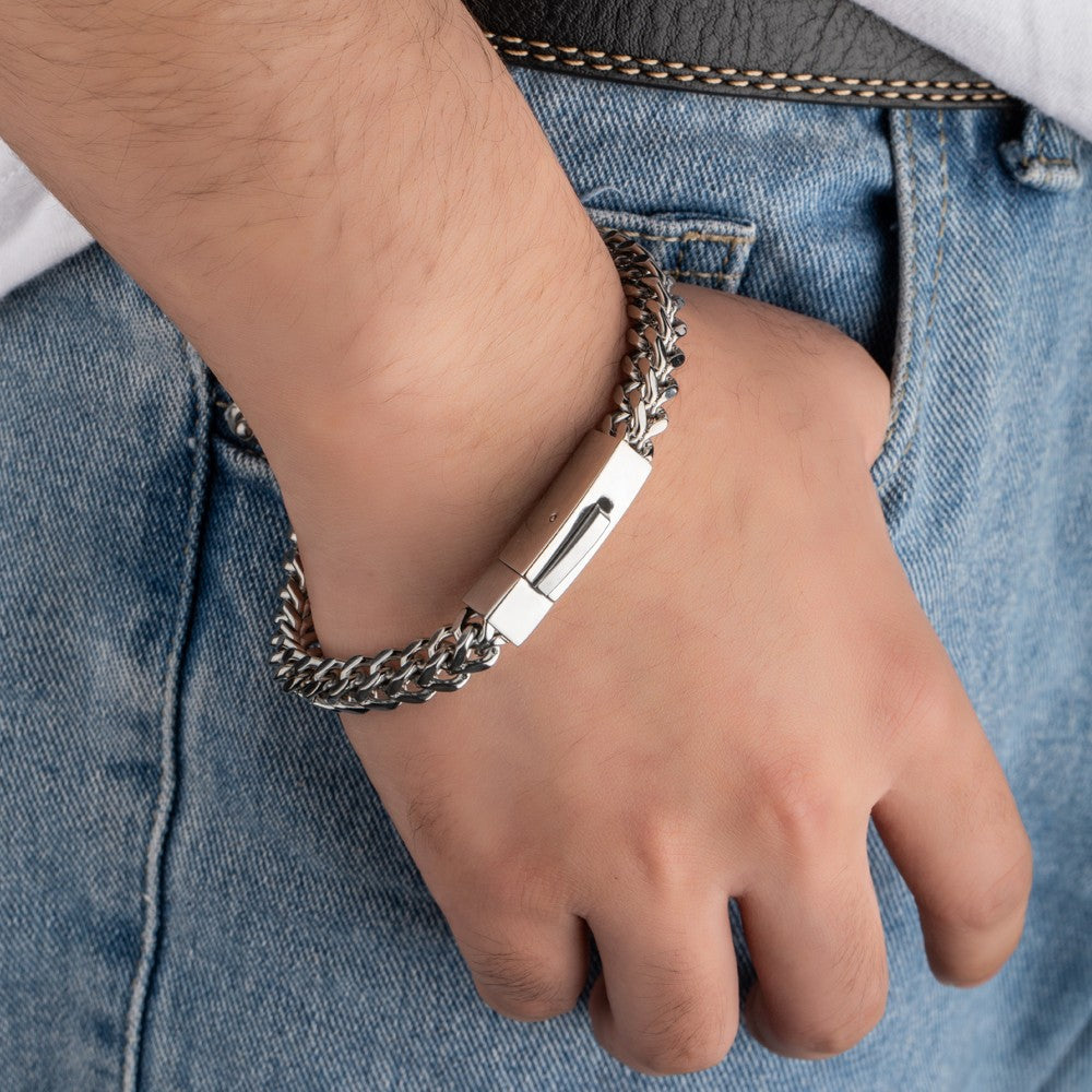 Custom Cuban Link Nameplate Bracelet – Stainless Steel for Men