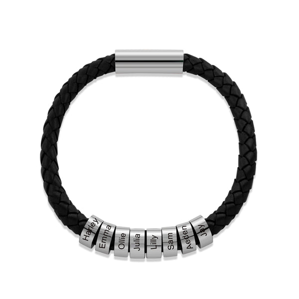 Custom Name Beaded Leather Bracelet