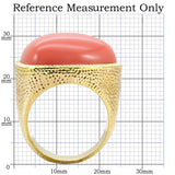 Gold Brass Ring with Semi-Precious Coral in Rose