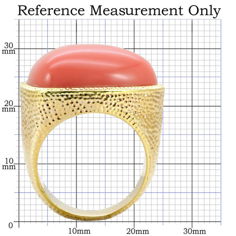 Gold Brass Ring with Semi-Precious Coral in Rose