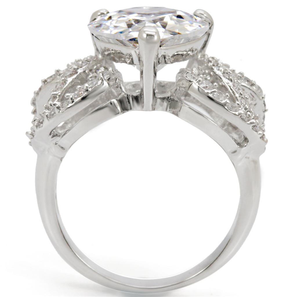 Rhodium Brass Ring with AAA Grade CZ  in Clear