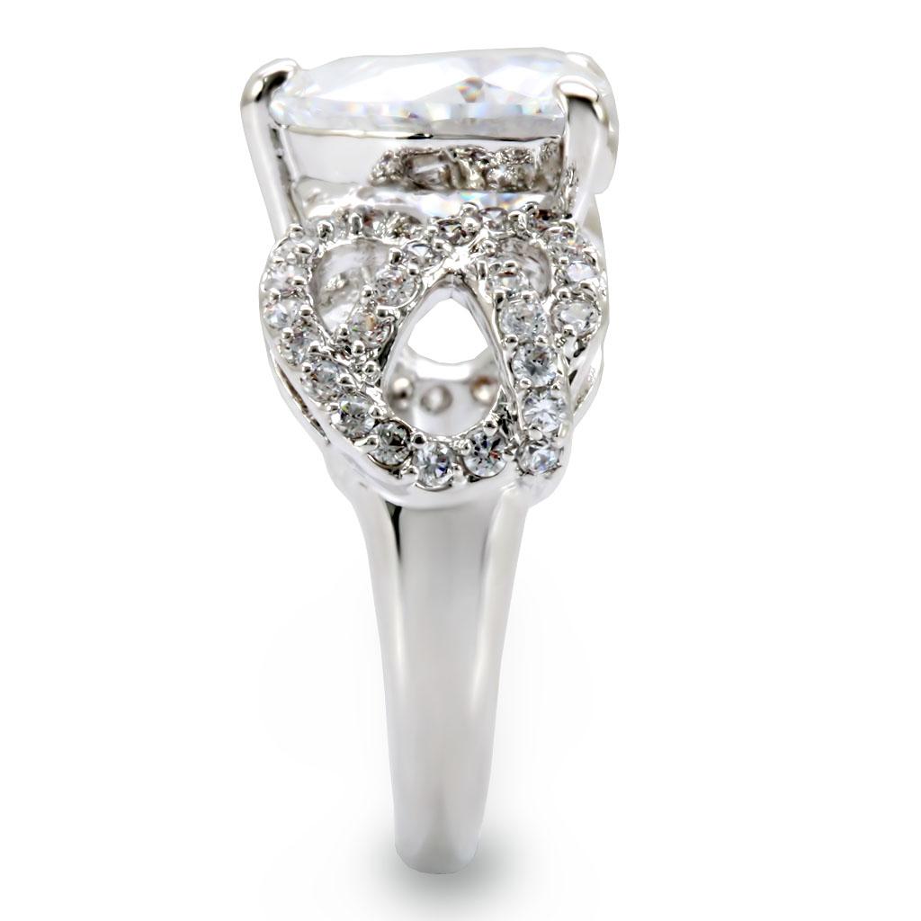 Rhodium Brass Ring with AAA Grade CZ  in Clear