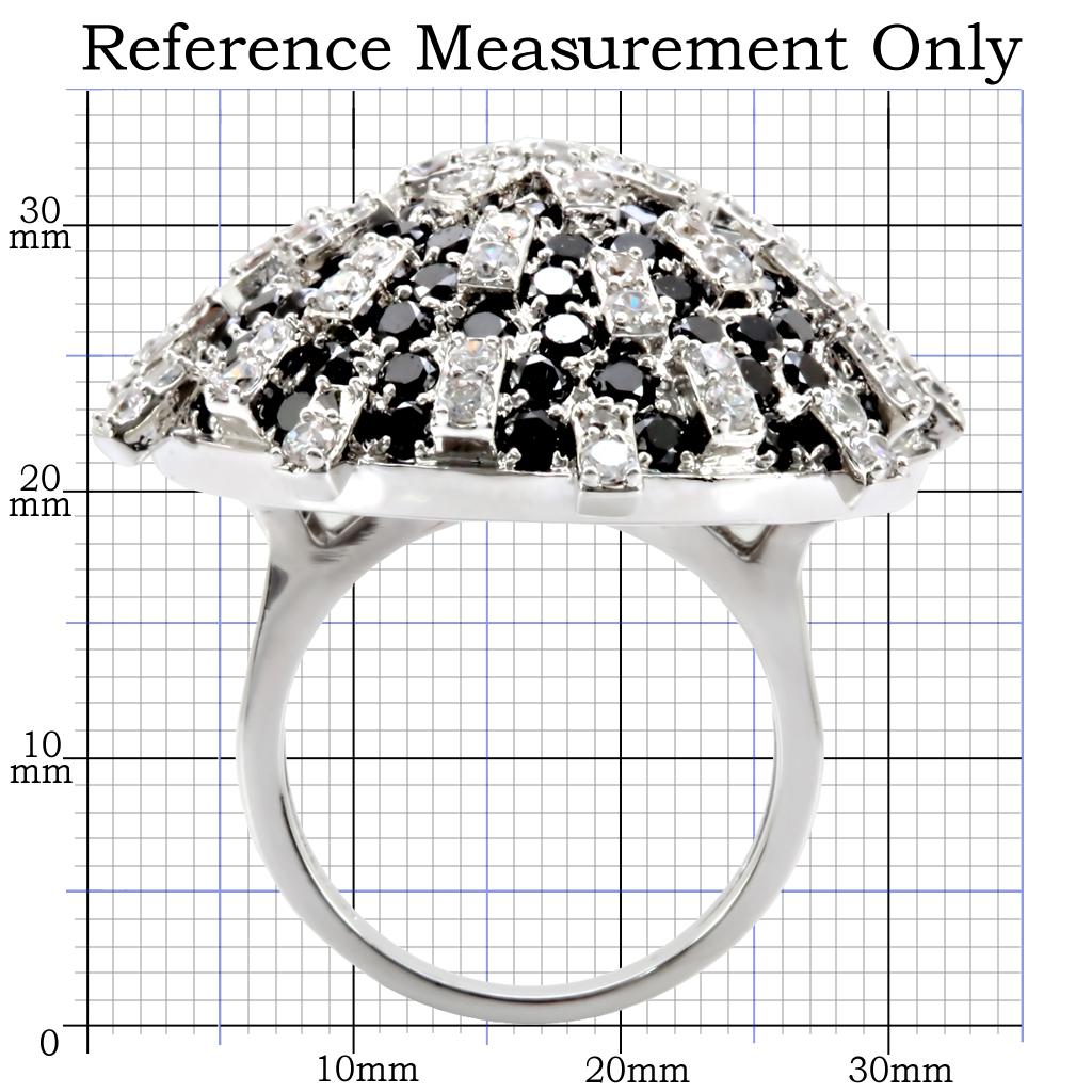 Rhodium Brass Ring with AAA Grade CZ  in Black Diamond