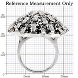 Rhodium Brass Ring with AAA Grade CZ  in Black Diamond