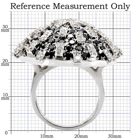 Rhodium Brass Ring with AAA Grade CZ  in Black Diamond