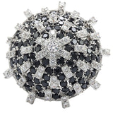 Rhodium Brass Ring with AAA Grade CZ  in Black Diamond