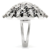 Rhodium Brass Ring with AAA Grade CZ  in Black Diamond