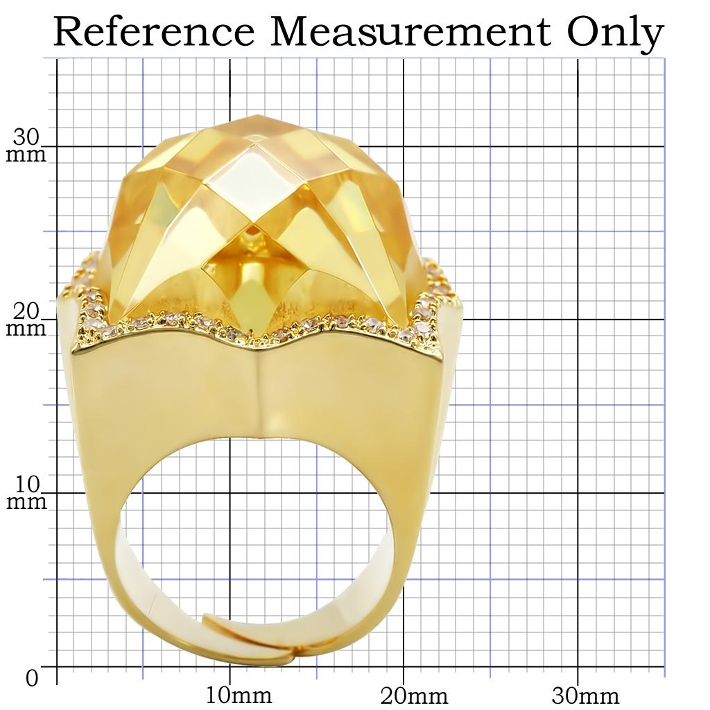 Gold Brass Ring with AAA Grade CZ  in Citrine Yellow