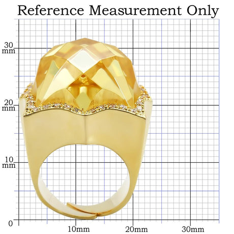 Gold Brass Ring with AAA Grade CZ  in Citrine Yellow