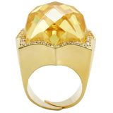Gold Brass Ring with AAA Grade CZ  in Citrine Yellow