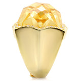 Gold Brass Ring with AAA Grade CZ  in Citrine Yellow