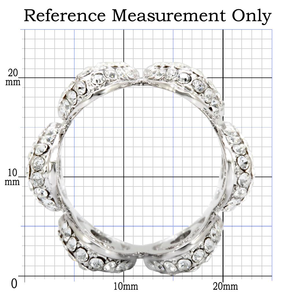 Rhodium Brass Ring with Top Grade Crystal  in Clear
