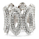 Rhodium Brass Ring with Top Grade Crystal  in Clear