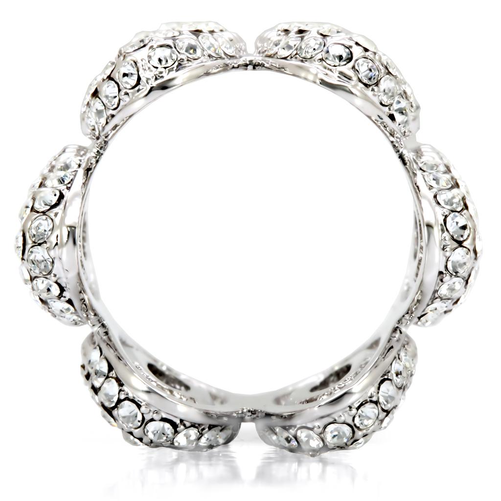 Rhodium Brass Ring with Top Grade Crystal  in Clear