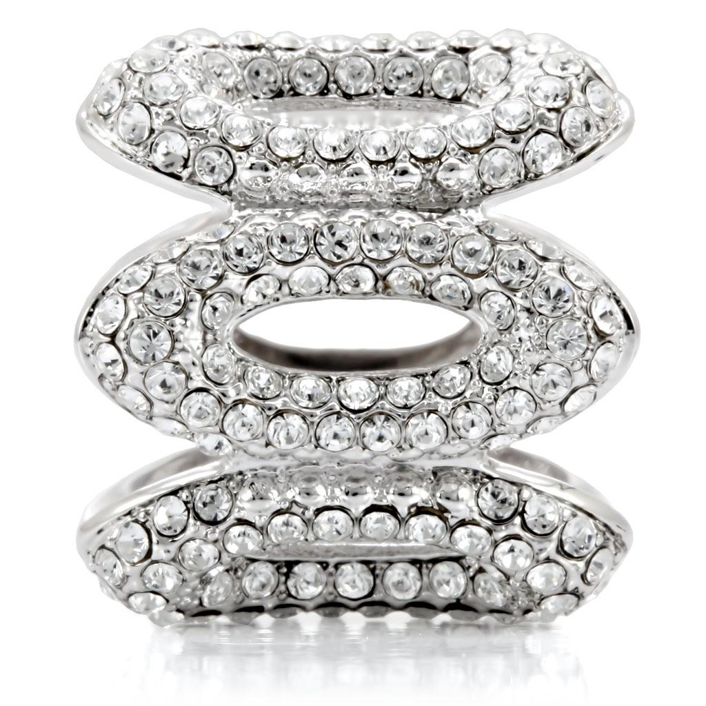 Rhodium Brass Ring with Top Grade Crystal  in Clear