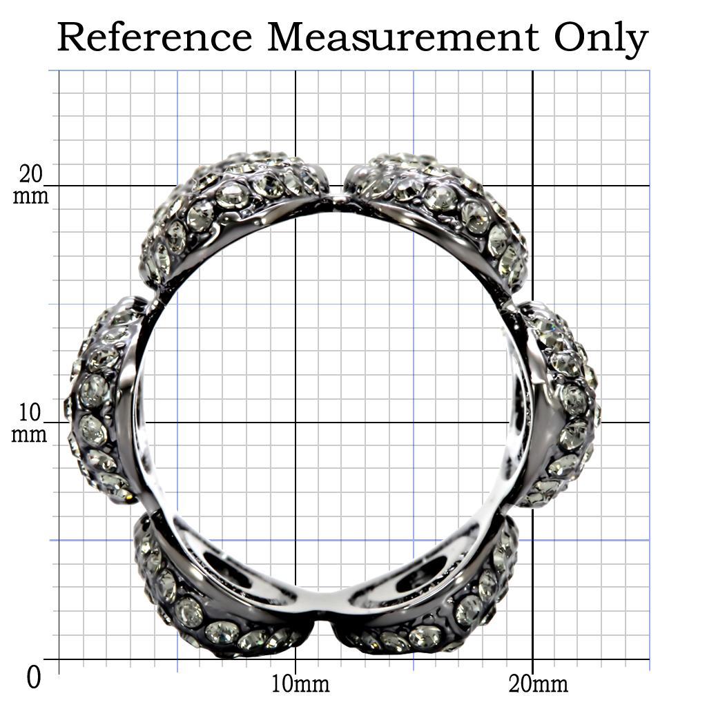 Ruthenium Brass Ring with Top Grade Crystal  in Black Diamond