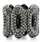 Ruthenium Brass Ring with Top Grade Crystal  in Black Diamond