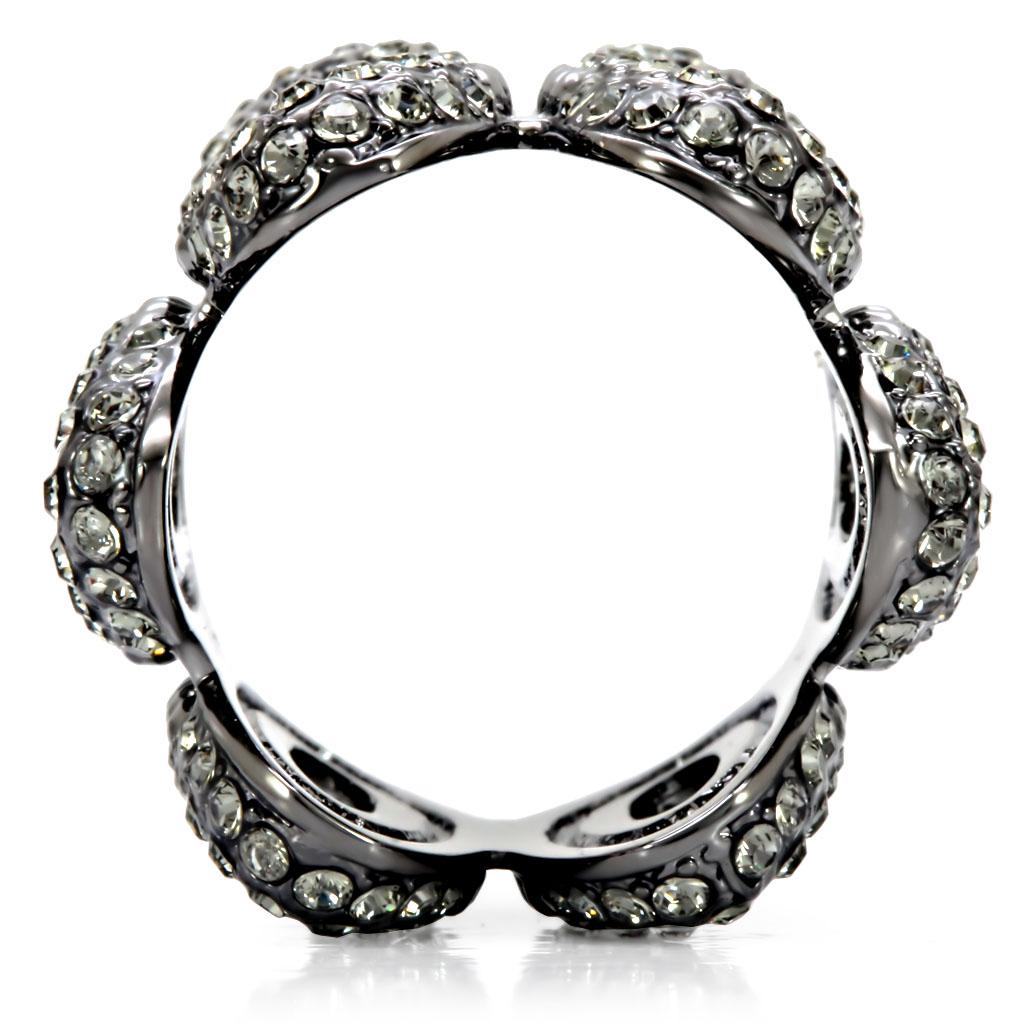 Ruthenium Brass Ring with Top Grade Crystal  in Black Diamond