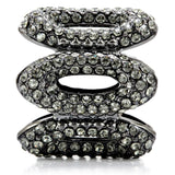 Ruthenium Brass Ring with Top Grade Crystal  in Black Diamond