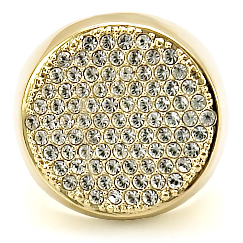 Gold Brass Ring with Top Grade Crystal  in Clear
