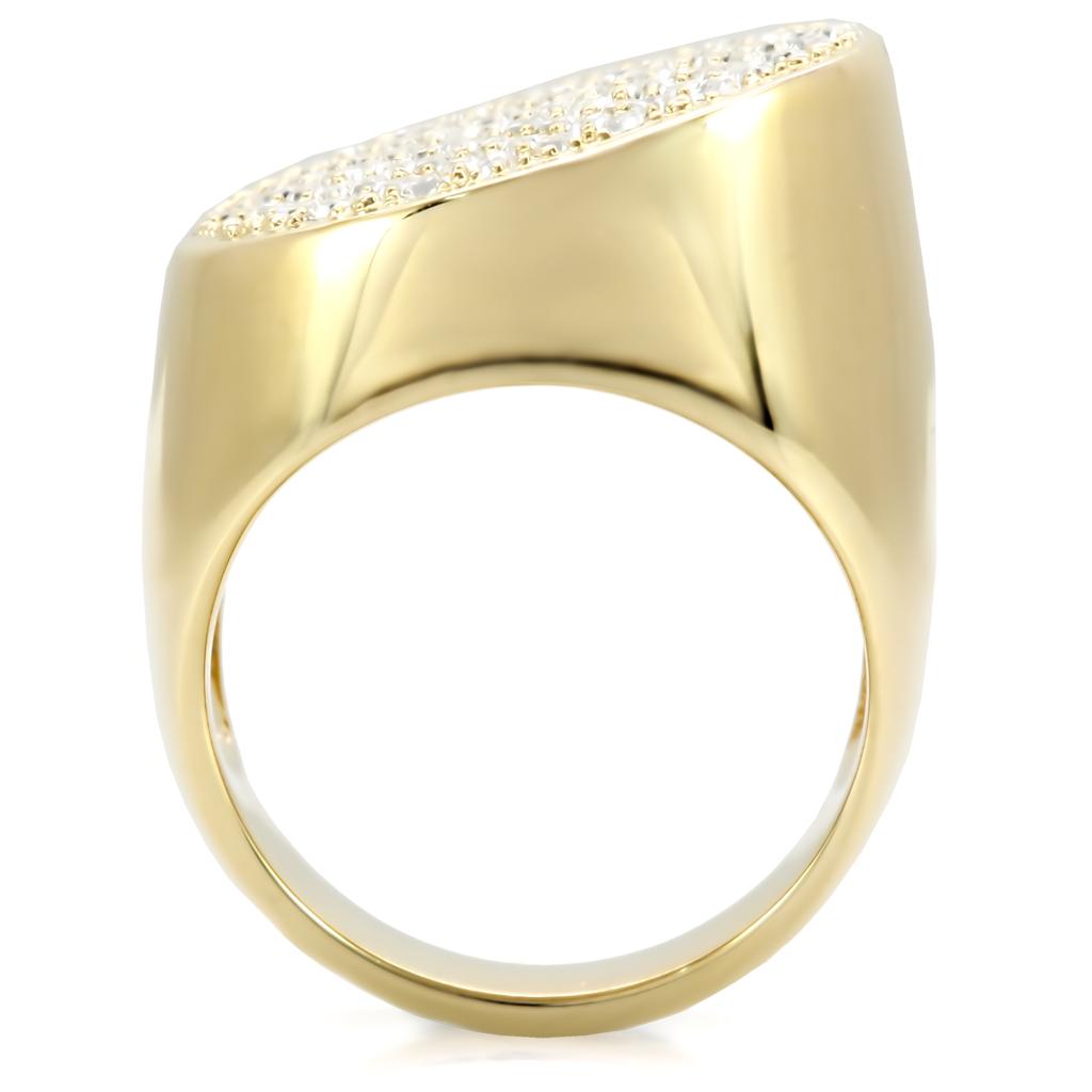 Gold Brass Ring with Top Grade Crystal  in Clear