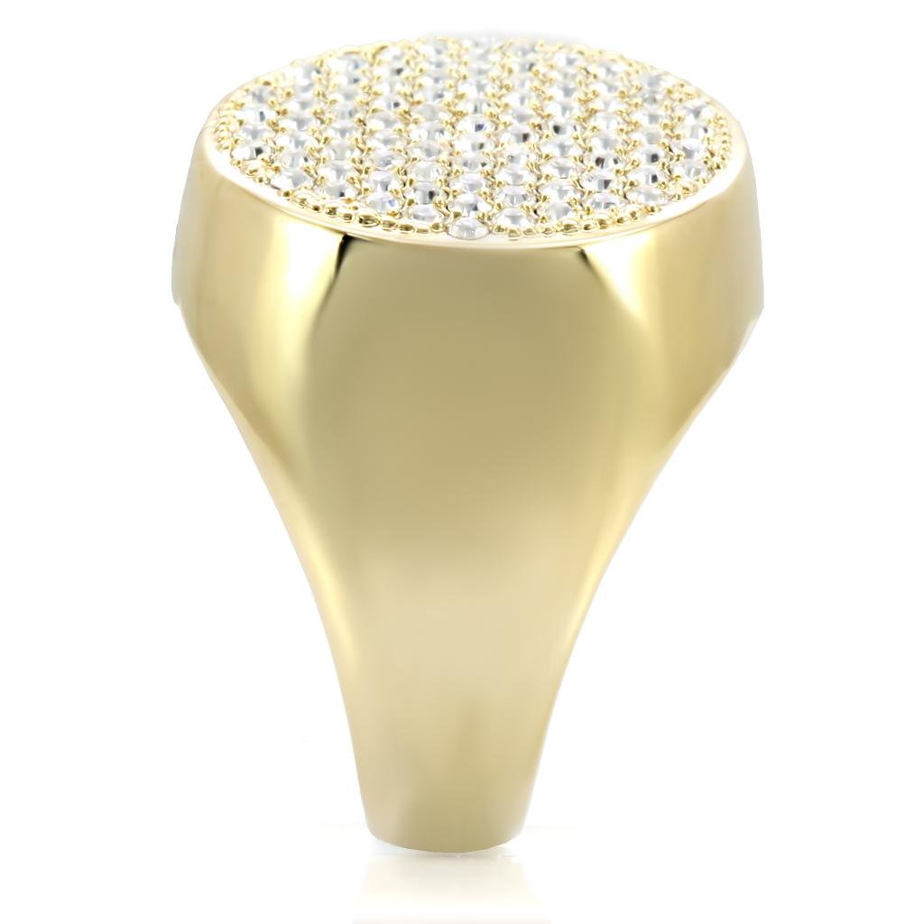 Gold Brass Ring with Top Grade Crystal  in Clear