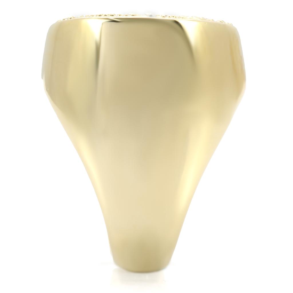 Gold Brass Ring with Top Grade Crystal  in Clear