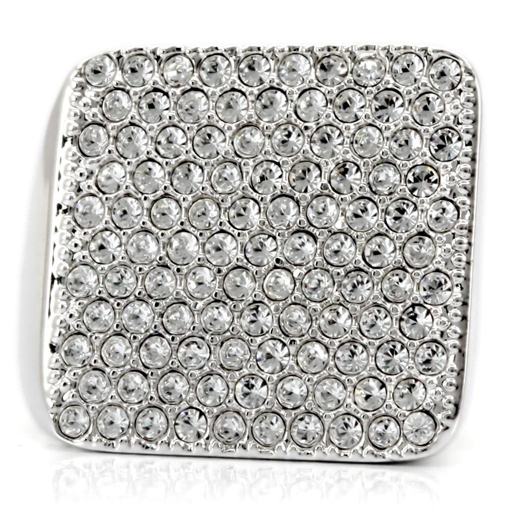 Rhodium Brass Ring with Top Grade Crystal  in Clear