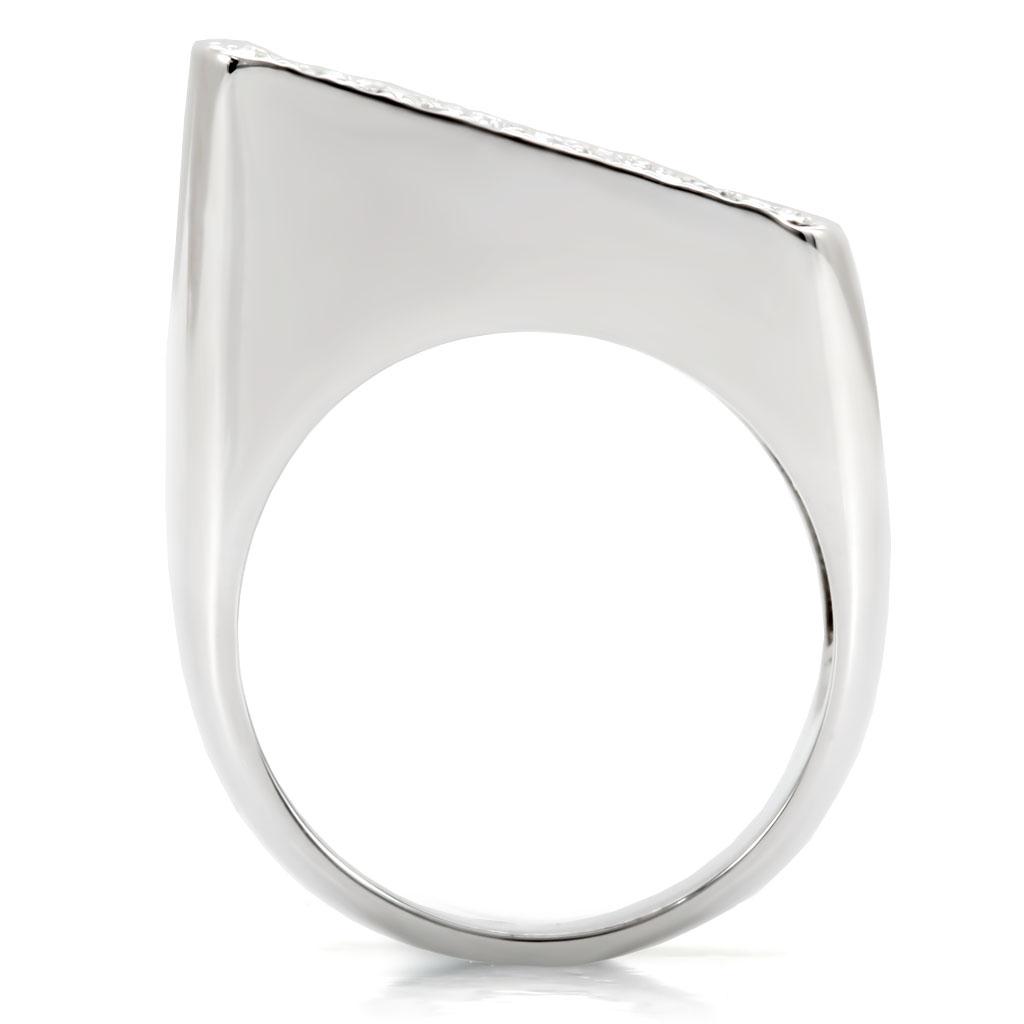 Rhodium Brass Ring with Top Grade Crystal  in Clear