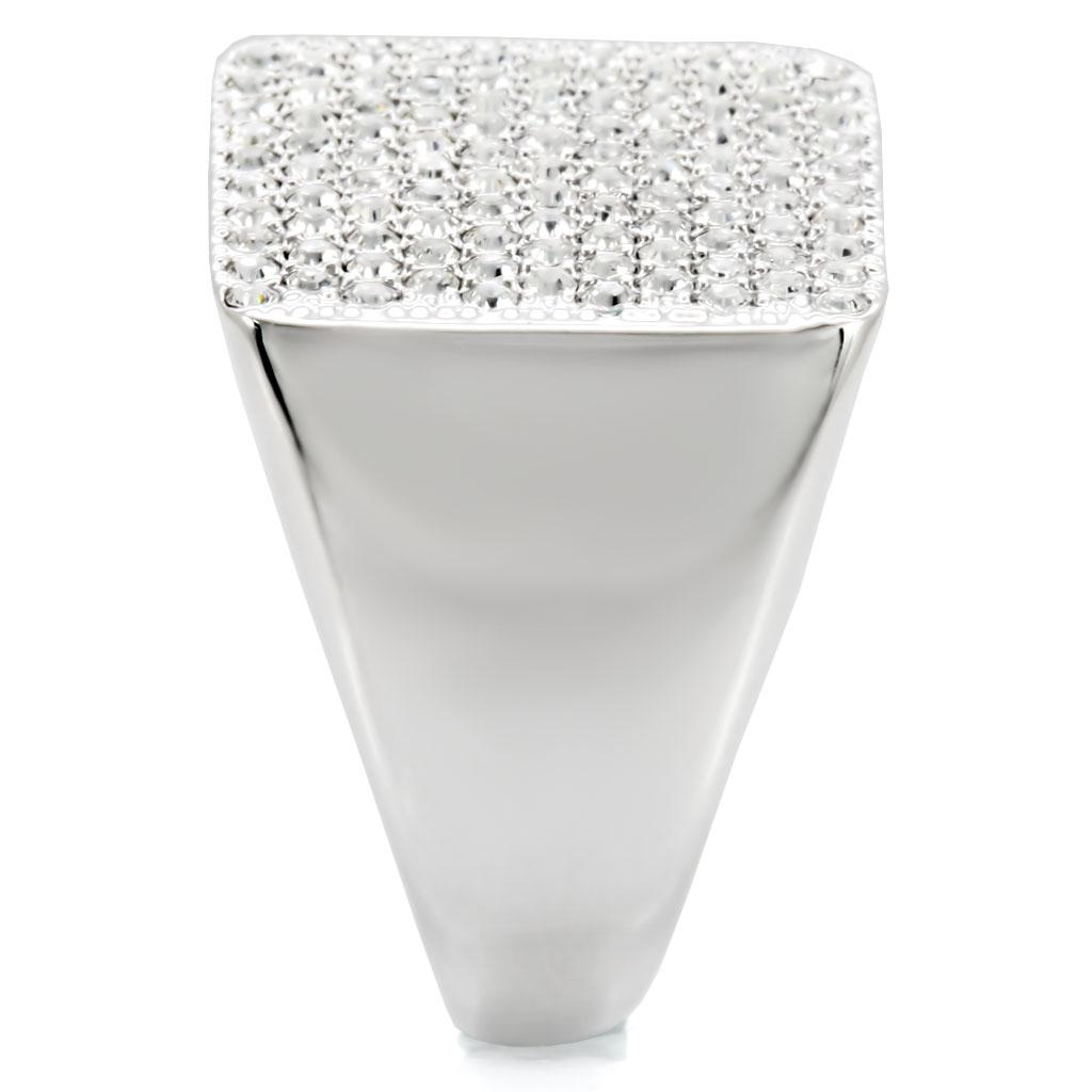 Rhodium Brass Ring with Top Grade Crystal  in Clear