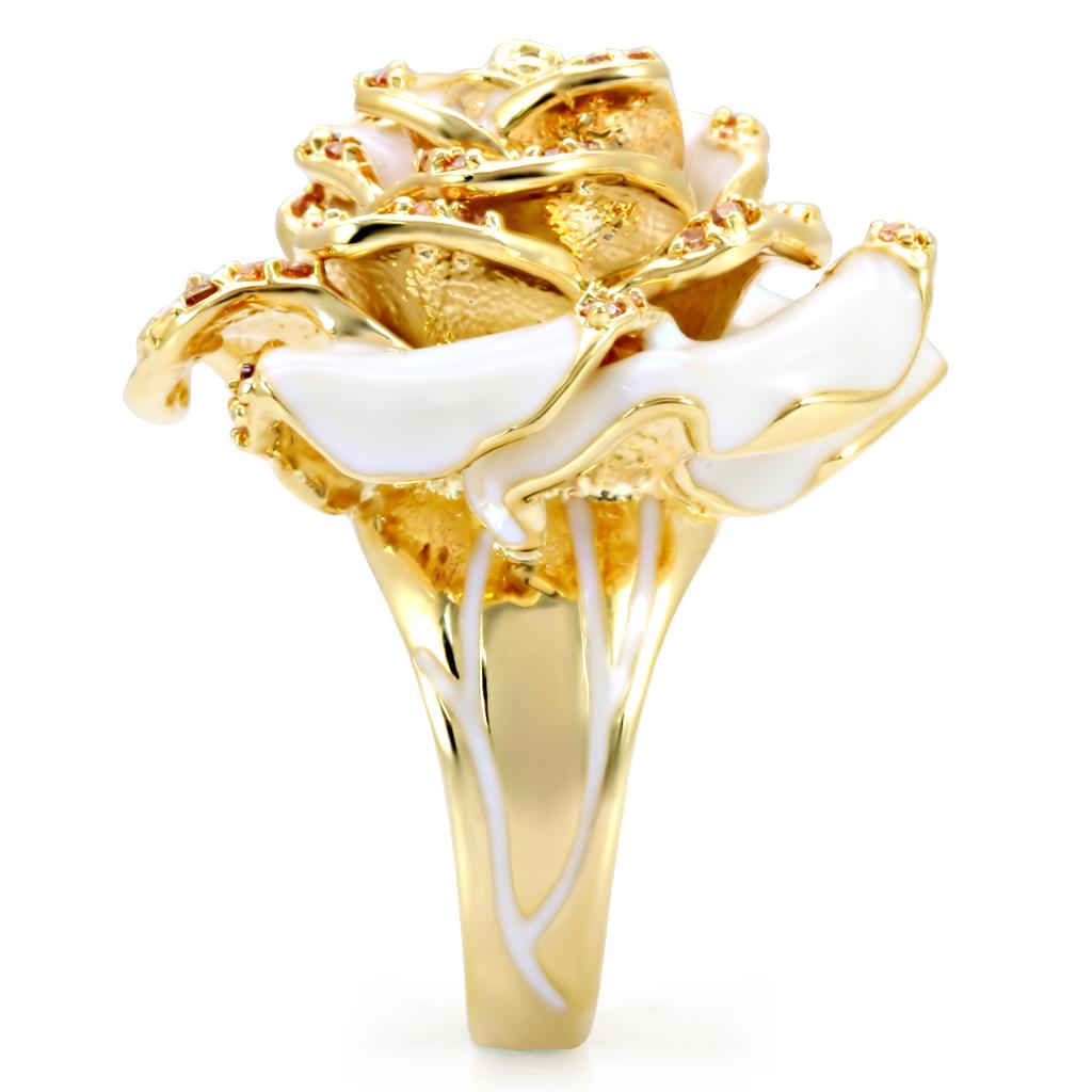 Gold Brass Ring with AAA Grade CZ  in Champagne