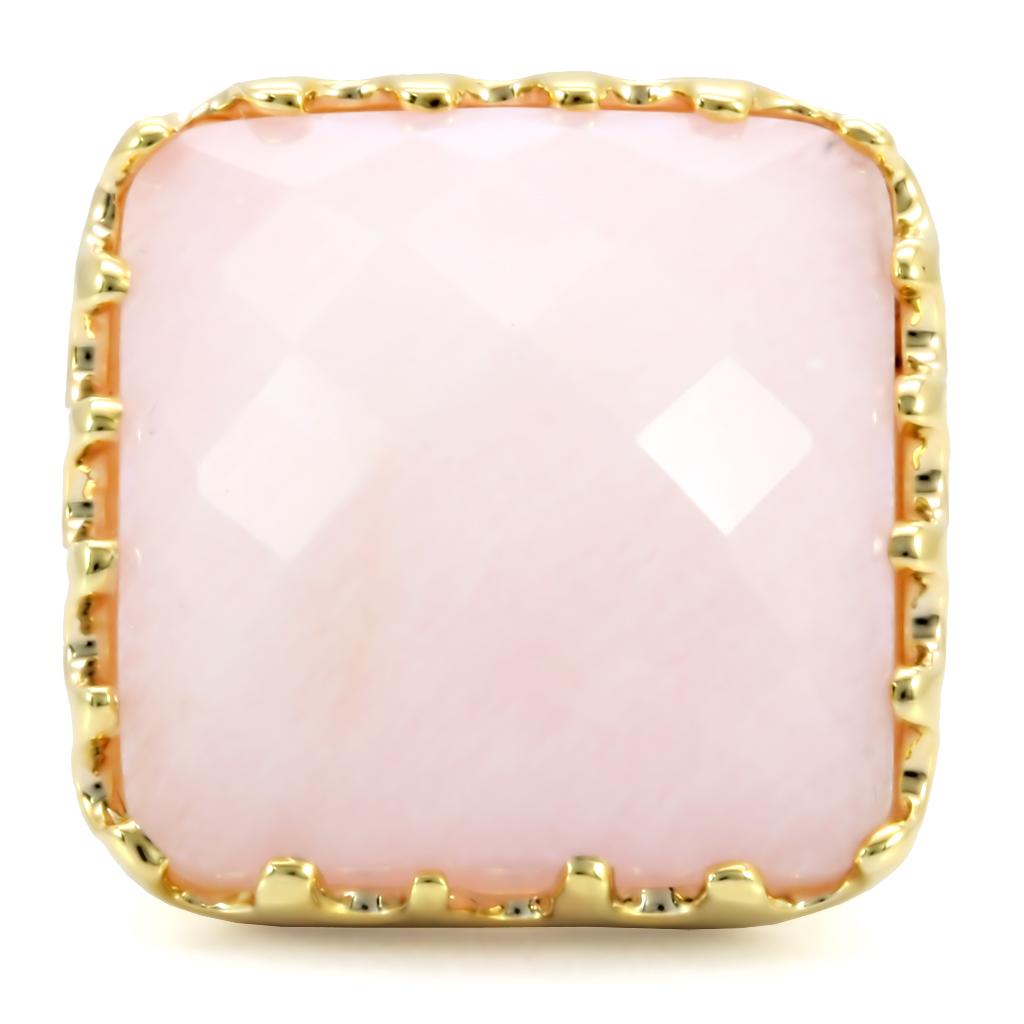 Gold Brass Ring with Synthetic Jade in Rose