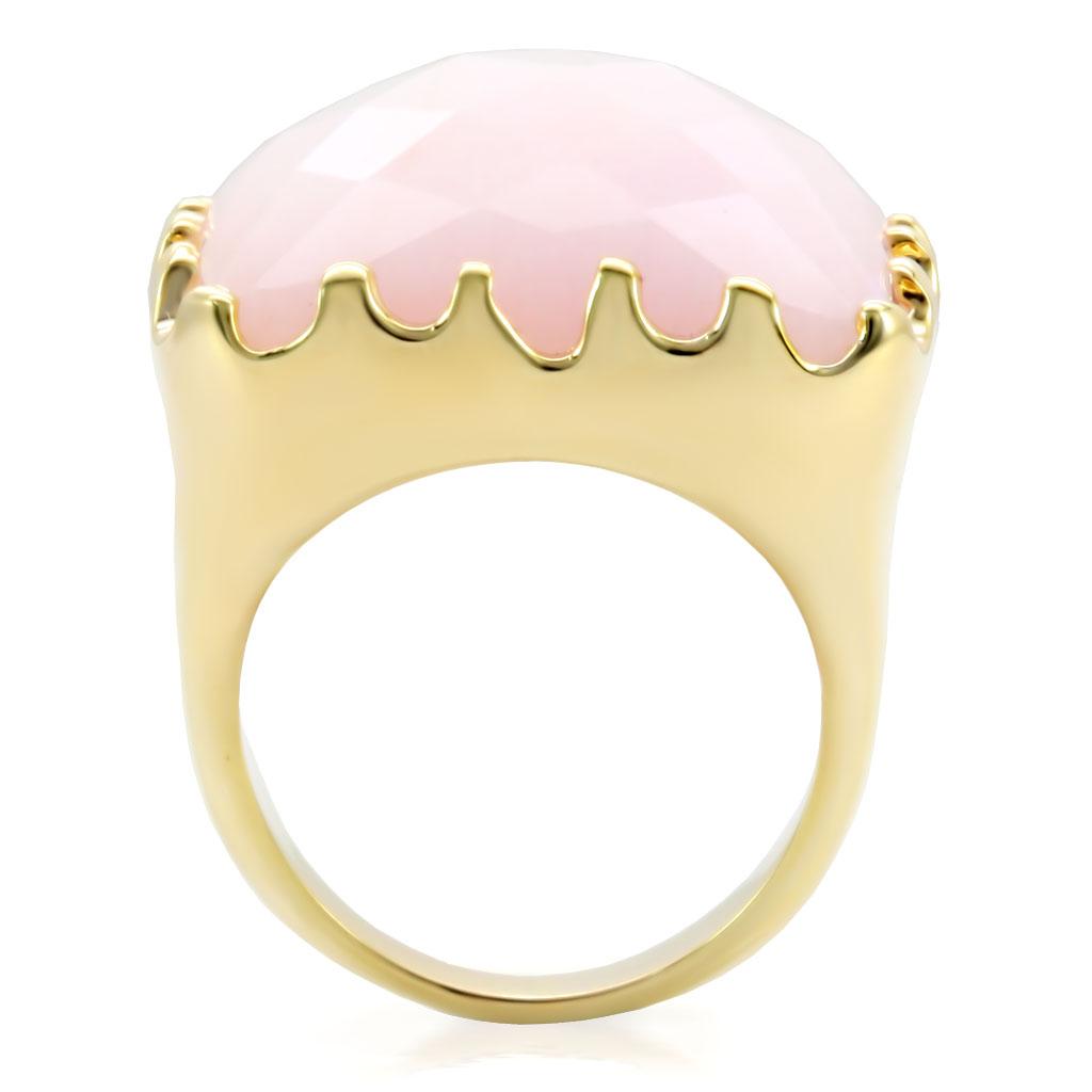 Gold Brass Ring with Synthetic Jade in Rose