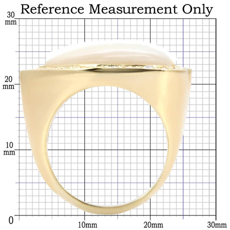 Gold Brass Ring with Synthetic Synthetic Glass in White