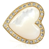 Gold Brass Ring with Synthetic Synthetic Glass in White