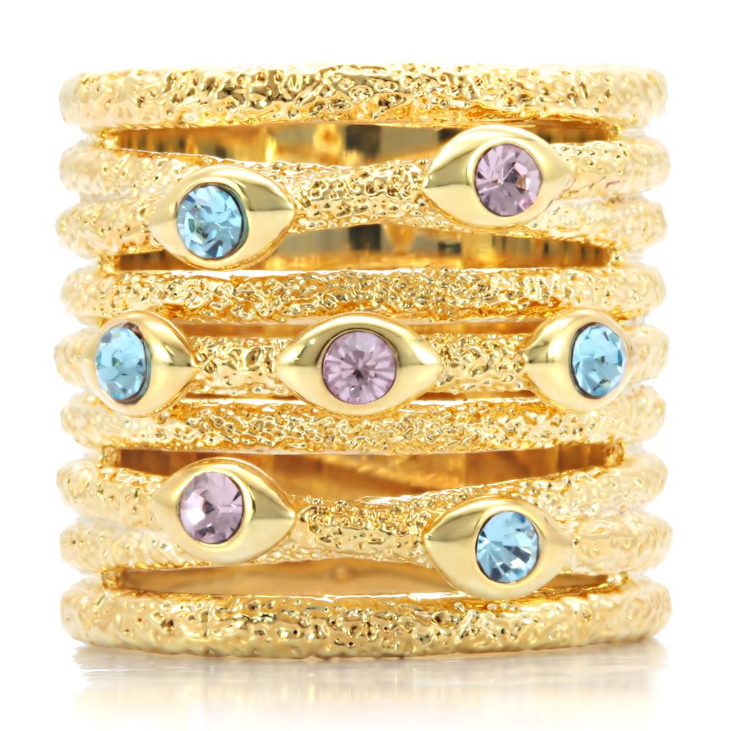 Gold Brass Ring with Top Grade Crystal  in Multi Color