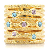 Gold Brass Ring with Top Grade Crystal  in Multi Color