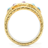 Gold Brass Ring with Top Grade Crystal  in Multi Color