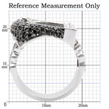 Rhodium + Ruthenium Brass Ring with AAA Grade CZ  in Black Diamond