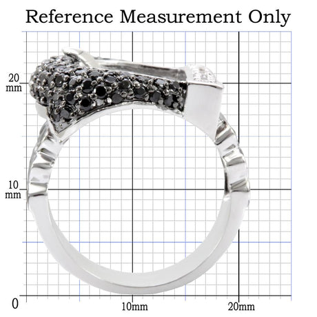 Rhodium + Ruthenium Brass Ring with AAA Grade CZ  in Black Diamond