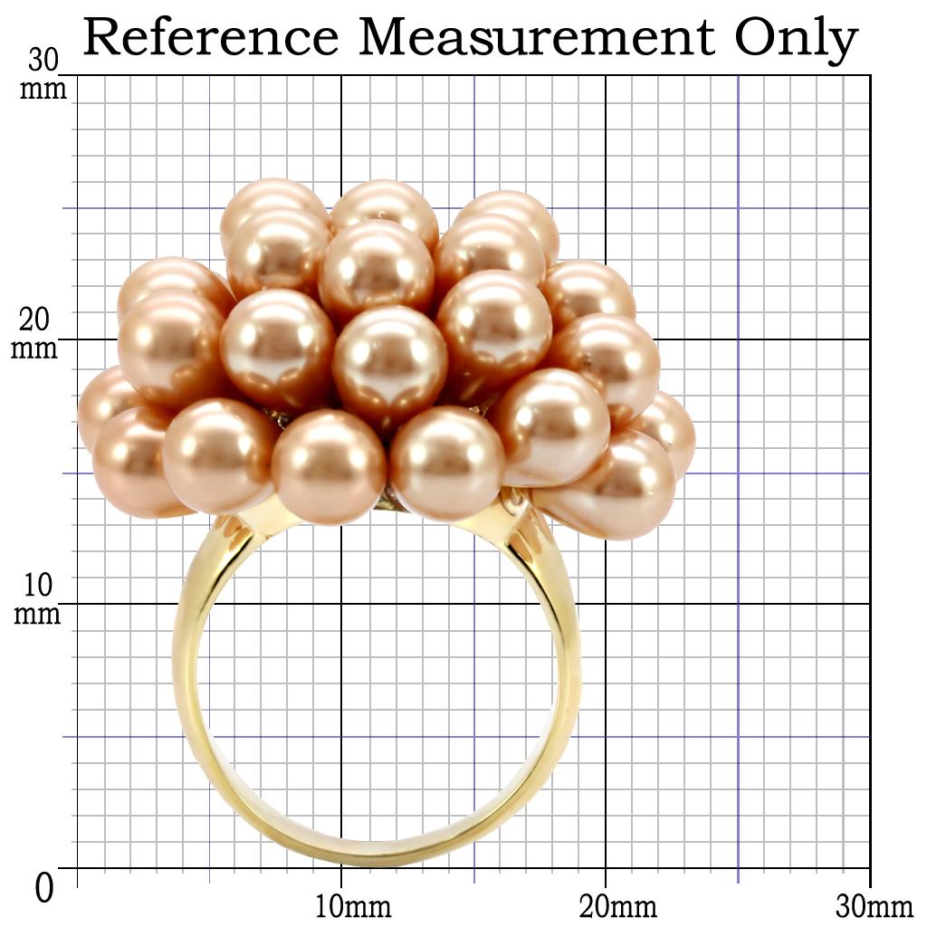 Gold Brass Ring with Synthetic Pearl in Champagne