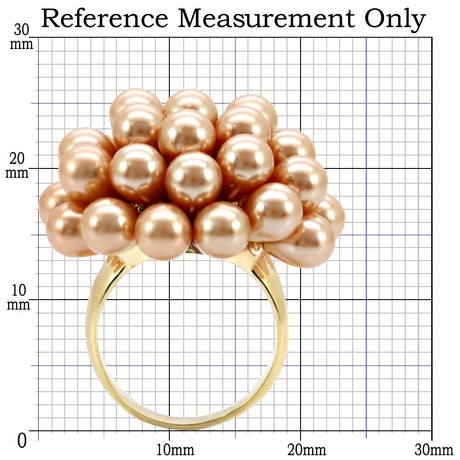 Gold Brass Ring with Synthetic Pearl in Champagne