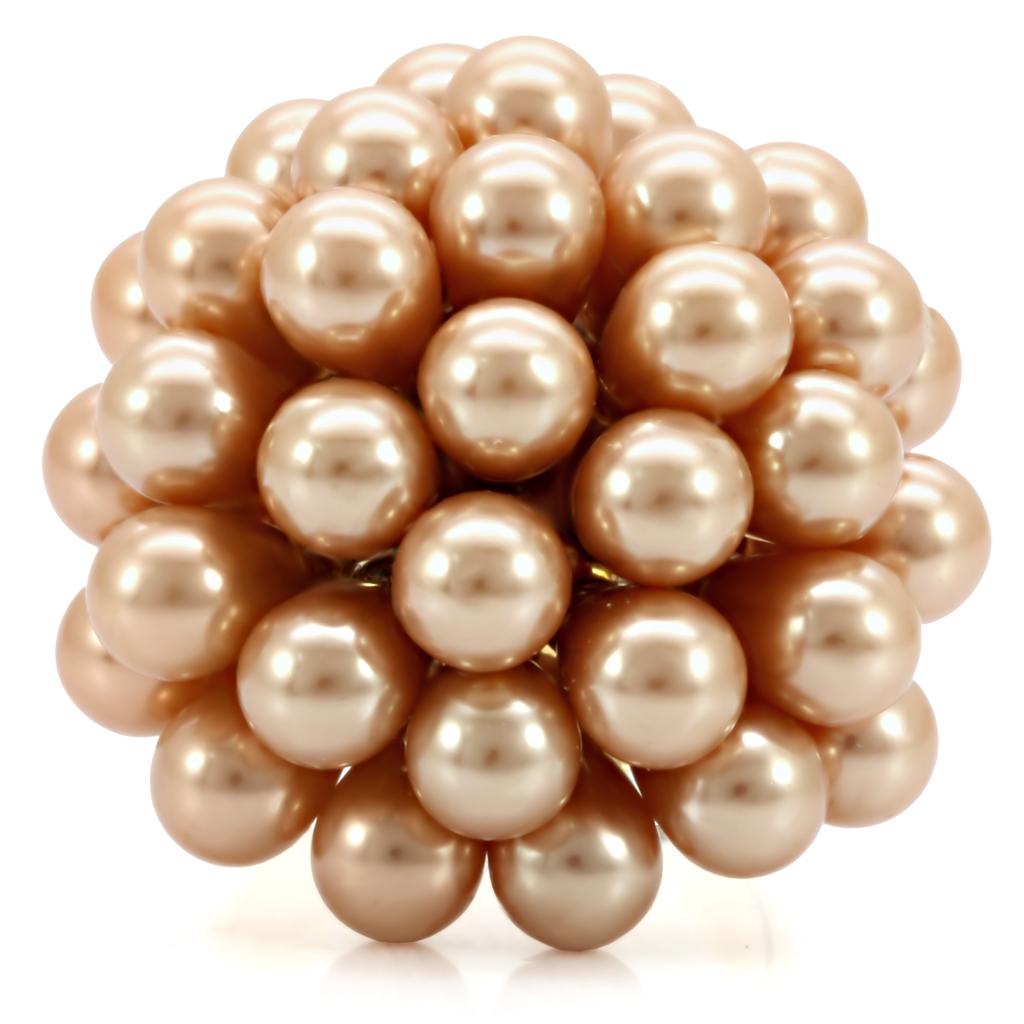 Gold Brass Ring with Synthetic Pearl in Champagne