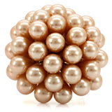 Gold Brass Ring with Synthetic Pearl in Champagne