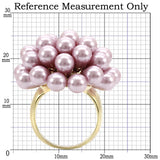 Gold Brass Ring with Synthetic Pearl in Light Amethyst