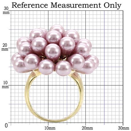 Gold Brass Ring with Synthetic Pearl in Light Amethyst