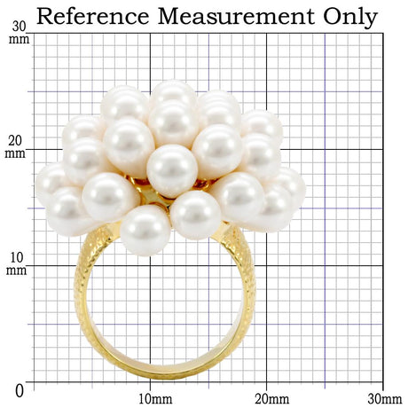 Gold Brass Ring with Synthetic  in White